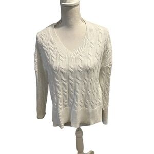 {Jones & Co.} V-Neck Cable Knit Sweater